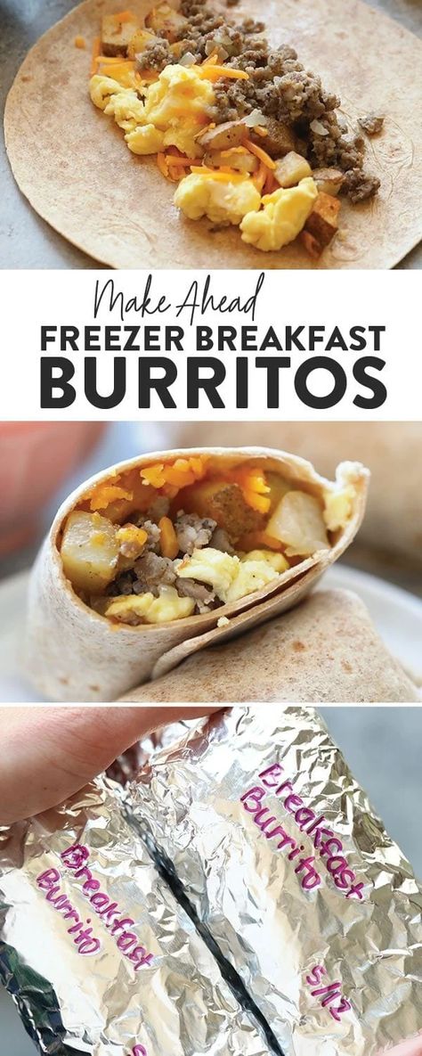 These make ahead breakfast burritos are the perfect grab-n-go breakfast choice for your busy mornings. They are packed with veggies and protein to keep your energy up all day. Make a double batch of these freezer breakfast burritos for an easy, healthy meal-prep breakfast you can enjoy all week long. Prep Breakfast Burritos, Meal Prep Breakfast Burritos, Make Ahead Breakfast Burritos, Freezer Breakfast Burritos, Healthy Camping Food, Frozen Breakfast, Breakfast Prep, Freezer Meal Prep, Grab And Go Breakfast