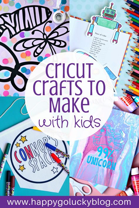 Cricut Crafts to Make with Kids - Are you tired of hearing those dreaded words “I’m bored!” Well, I’m here to help. Today I’ve got a fabulous collection of Cricut crafts that are perfect for the kids during these hot summer days and all year long. #Cricut #Cricutmade #Craftsforkids #kidscraft #summercrafts #ad Kids Cricut Projects, Cricut Kids Projects, Cricut Crafts For Kids, Cricut Projects For Kids, Toddler Projects, Sell Ideas, Arts And Crafts For Teens, Crafts For Teens To Make, Cricut Tips