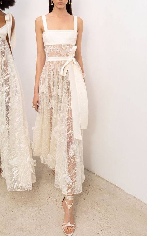 Moda Operandi Dress, Couture Dresses Short, Zuhair Murad Dresses, Zuhair Murad Haute Couture, Trendy Dresses Summer, Stella Dress, Tulle Midi Dress, Embroidered Tulle, Zuhair Murad