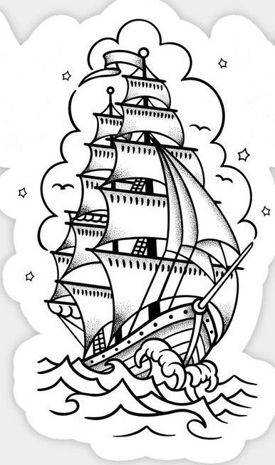 Tattoo Designs Traditional, Traditional Ship Tattoo, Traditional Tattoo Outline, Simple Compass Tattoo, Simple Compass, Minimalist Tattoo Ideas, Tattoo Old School, Tablet Samsung, Anchor Tattoo