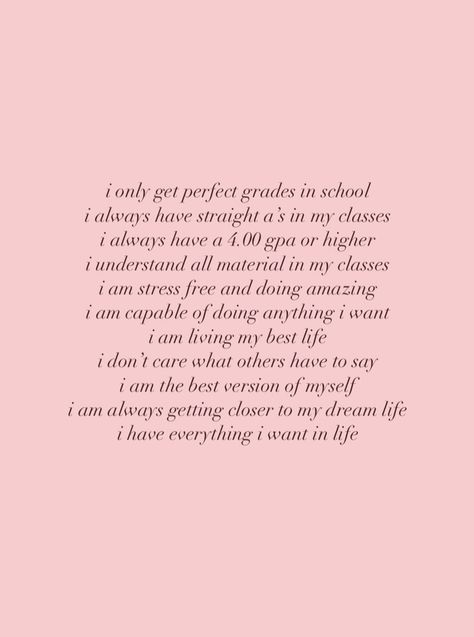 Perfect Grades Affirmations, Manifesting Good Grades Affirmations, Perfect Grades Manifestation, Top Student Affirmations, How To Manifest Good Grades, Grade Affirmations, How To Manifest What You Want, Grades Affirmations, Good Grades Affirmations