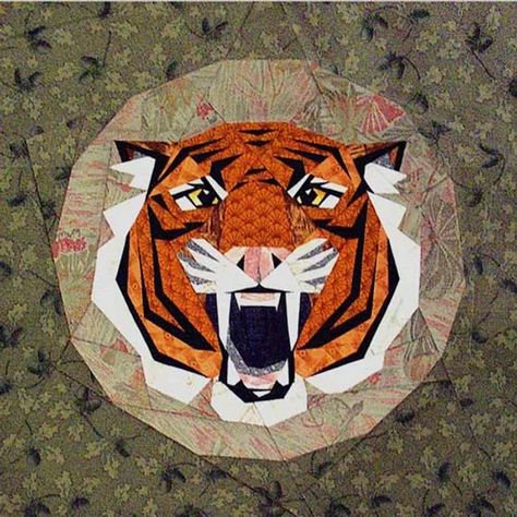 Tiger Quilt, College Quilts, Paper Quilting, Cat Quilts, Crocheted Afghans, Wedding Doves, Initials Ornament, Paper Pieced Quilt Patterns, Quilting Blocks