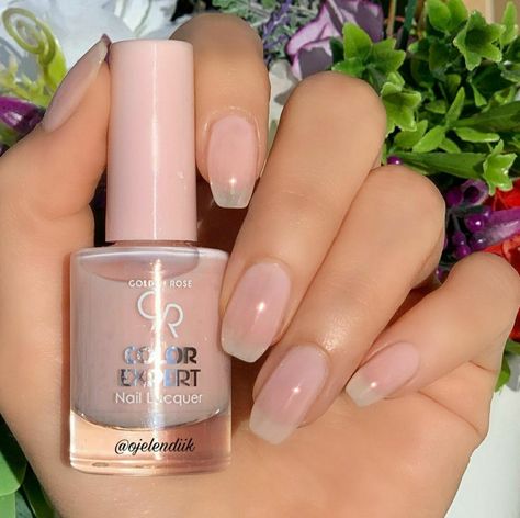 Golden Rose Nail Polish, Sheer Nail Polish, Elite Nails, Nail Paint Shades, Sheer Nails, Multicolored Nails, Makeup Nails Designs, Acrylic Nail Shapes, Nude Nail Designs