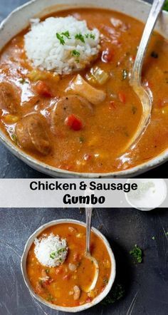 This Chicken and Sausage Gumbo Recipe is super quick and easy. Gumbo is one hundred percent New Orleans food. Make this flavorful gumbo for a taste of Cajun country. #gumborecipes #cajunfood #gumbo #easydinnerrecipes Non Seafood Gumbo, Creamy Gumbo Recipe, Cajun Soup Recipes New Orleans, Cajun Sausage Soup, Easy Gumbo Recipe Simple, Louisiana Gumbo Recipe Authentic, New Orleans Food Recipes, Gumbo Recipe Authentic, Quick Gumbo