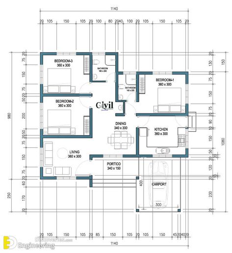 1195 Sq Ft 3BHK Modern Single Floor House And Free Plan | Engineering Discoveries Single Floor House Plan, Cheap House Plans, Residential Building Plan, Cheap House, House Front Door Design, Two Story House Design, Bungalow Floor Plans, Affordable House Plans, House Balcony Design