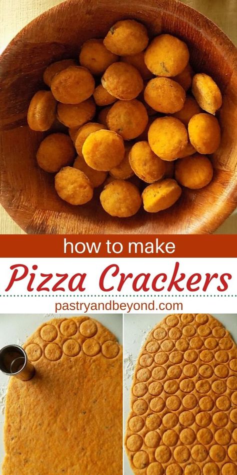 Mini Pizza Crackers-You can easily learn how to make crunchy pizza crackers from scratch. These homemade crackers are deliciously seasoned to give them the pizza taste. #pizza #crackers #homemade #fromscratch #howto #recipe Dried Onion Flakes, Crackers Homemade, Pizza Crackers, Homemade Crackers Recipe, Onion Flakes, Resepi Biskut, Dinner Party Dishes, Impressive Dinner, Homemade Crackers