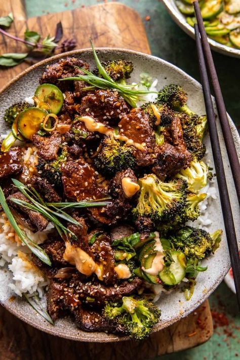 Sesame Beef And Broccoli, Sesame Beef, Spicy Cucumber Salad, Half Baked Harvest Recipes, Ginger Beef, Easy Sheet Pan Dinners, Beef And Broccoli, Harvest Recipes, Half Baked