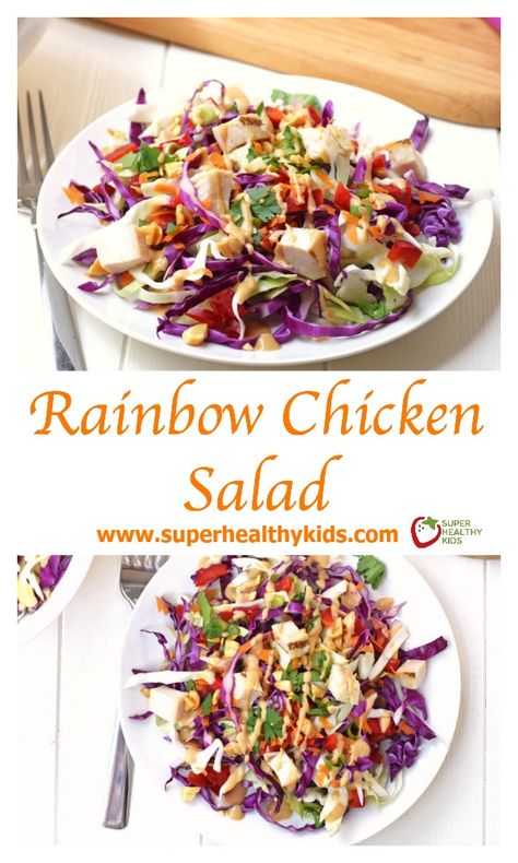 Rainbow Chicken Salad | Healthy Ideas for Kids Food Rainbow, Clean Lunch, Kid Friendly Salad, Rainbow Chicken, Chicken Honey, Pitted Dates, Kielbasa Recipes, Super Healthy Kids, Eat Fresh