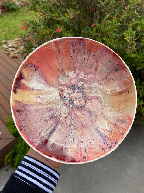 Mayco Mud Room Society | Mostly Mayco! Sand Dollar, Rose Quartz, Peppered Plum, Amaryllis - randomly poured and swirled | Facebook Swirl Glaze Pottery, Rose Quartz Glaze Combinations, Peppered Plum Glaze Combinations, Amaryllis Glaze Combinations, Mayco Combinations, Crazy Ceramics, Dollar Rose, Mayco Glaze, Glazing Pottery