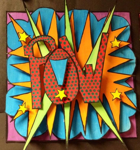 Pop Art Onomatopoeia Words, 3d Art Lessons, Arte Pop Up, 7th Grade Art, 8th Grade Art, Middle School Art Projects, Recycled Art Projects, 6th Grade Art, 4th Grade Art