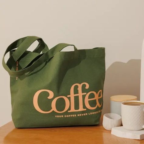 Coffee Tote Bag Design, Eco Friendly Cafe, Tea Moodboard, Bag Marketing, Coffee Moodboard, Eco Bag Design, Eco Packaging Design, Coffee Merch, Amsterdam Cafe