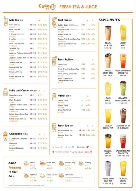 Looking for a quick bite or a family meal? CoCo Fresh Juice & Tea Canada’s menu has you covered with options that cater to different tastes and dietary preferences. Explore the latest items and prices on CoCo Fresh Juice & Tea Menu Canada to satisfy your cravings while staying within your budget. CoCo Fresh Juice ... Read more The post CoCo Fresh Tea & Juice Menu Canada & Updated Prices 2023 appeared first on Canadian Menus. Juice Bar Menu Ideas, Cafe Menu Design Ideas, Milk Tea Shop Design, Juice Menu Design, Drink Menu Design Ideas, Milk Tea Menu, Boba Menu Design, Tealive Menu, Boba Tea Menu Design