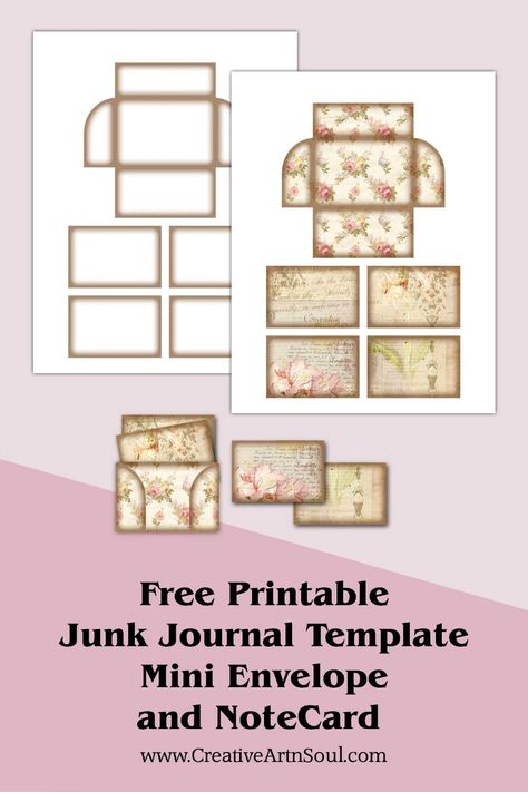 Free Printable Junk Journal Template Junk Journal Envelope Template, Junk Journal Pocket Templates Free Printable, Junk Journal Folio Template, Free Junk Journal Printables Templates, Altered Cards Ideas, Card Templates Printable Free Downloads, Free Printable Journal Cards, Junk Journal Pockets And Tucks Templates, Vintage Journal Ideas Free Printables