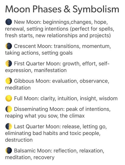 New Moon Meaning Witchcraft, Moon Phases Spell Work, Moon Phases Spiritual Meaning, New Moon Symbolism, Moon Phases And Meanings Witchcraft, Moon Phases Meaning Witchcraft, Moon Phase Meaning, Different Moon Phases, Moon Symbolism