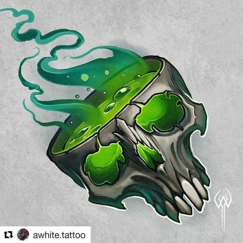 Poison Magic, New School Tattoo Designs, Arte Doodle, Tattoo Skull, Skull Art Drawing, Skulls Drawing, Skull Tattoo Design, Graffiti Characters, Skull Artwork