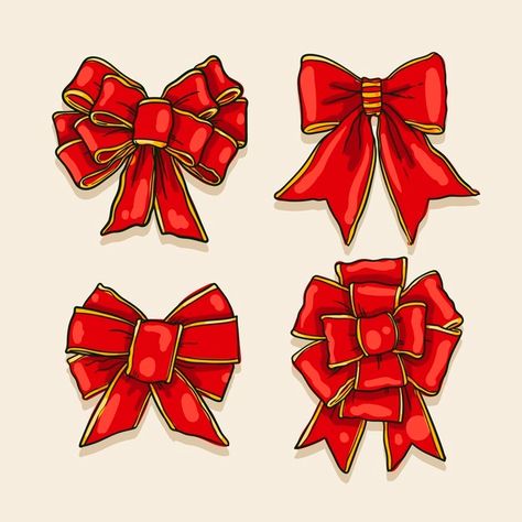 Christmas Bows Drawing, Christmas Ribbon Illustration, Christmas Border Design To Draw, Christmas Decoration Drawing, Christmas Bow Illustration, Christmas Bow Drawing, Cute Easy Christmas Drawings, Christmas Gifts Drawing, Christmas Letter Ideas