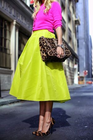 Salwar Kamiz, Moda Chic, Yellow Skirt, Nice Clothes, Color Mix, Green Skirt, Looks Style, Mode Inspiration, Fashion Colours