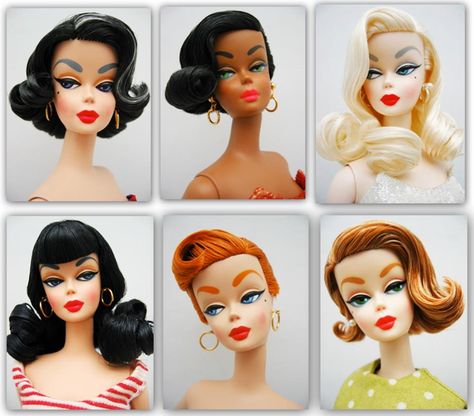 New wave, old school Barbies.  Lovely! I want their hairstyles! Barbie Costumes, Barbie Hairstyle, Dolls Vintage, Barbie Hair, Im A Barbie Girl, Vintage Barbie Dolls, Retro Hairstyles, Barbie Friends, Barbie Collection