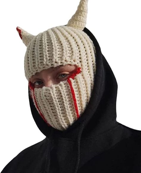 Funny Beanies, Crochet Mask, Knitted Balaclava, Mode Crochet, Bonnet Crochet, Full Face Mask, Beanie Cap, Vintage Gothic, Ski Mask