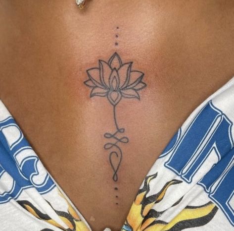 Middle Of The Chest Tattoo Women, Middle Of Chest Tattoo Female, Middle Chest Tattoo Female, Middle Chest Tattoo, Woman Tattoo Design, Tower Tattoo, Western Tattoo, Sternum Tattoos, Tropical Tattoo