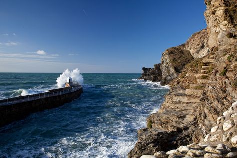 Portreath Harbour entrance Narrow Entrance, British Coastline, Storm Watching, Cornwall Coast, Mining Industry, North Cornwall, St Agnes, West Cornwall, English Channel