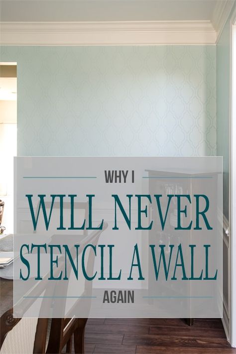 Powder Room Stencil Ideas, Bathroom Paint Stencil Ideas, Block Print Stencil Wall, Large Wall Paint Ideas, Diy Stencil Wall Ideas, Yellow Stenciled Walls, Diy Paint That Looks Like Wallpaper, Stencil Art On Wall, Stenciled Hallway Walls