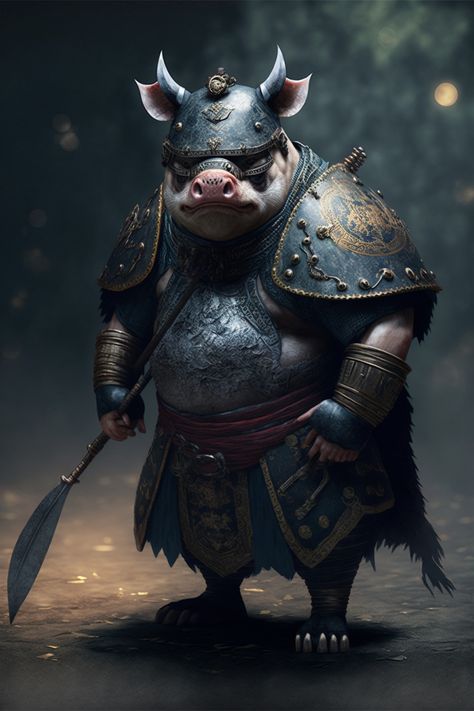 Animal Mount Fantasy Art, Fantasy Animal Riders, Elephant Warrior Fantasy Art, Bear People Fantasy Art, Monkey Warrior Fantasy Art, Pig Character, Scary Animals, Beast Creature, Creature Artwork