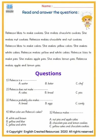 Reading Comprehension Grade 2 – English Created Resources Reading Fluency Activities, 2nd Grade Reading Worksheets, 2nd Grade Reading Comprehension, Teach English To Kids, Reading Comprehension For Kids, Fluency Activities, Short Passage, Reading Comprehension Lessons, English Worksheet