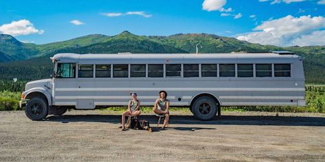 Couple Revamped School Bus | This Couple Turned A School Bus Into Every Traveler’s Dream Home Expedition Happiness, Converted School Bus, Tiny House Swoon, Old School Bus, Bernese Mountain Dog Puppy, Tiny House Blog, Yellow School Bus, School Bus Conversion, Bus House