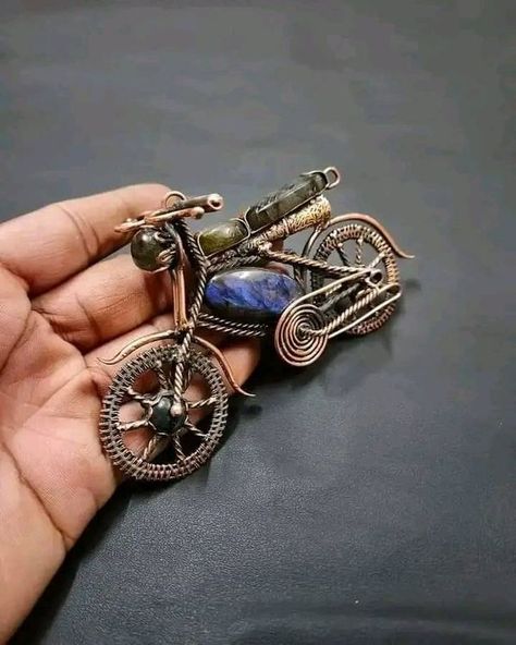 Wire Wrapped Marbles, Copper Wire Crafts, Wire Wrap Jewelry Designs, Copper Wire Jewelry, Copper Jewelry Handmade, Wire Jewelry Designs, Diy Wire Jewelry, Vintage Bike, Wire Work Jewelry