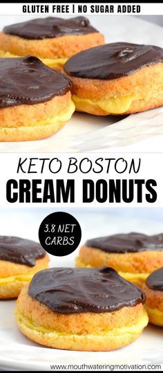 Keto Boston Cream, Boston Cream Donut, Low Carb Donut, Keto Donuts, Medicine Tips, Keto Lasagna, Postre Keto, Boston Cream, Keto Cake