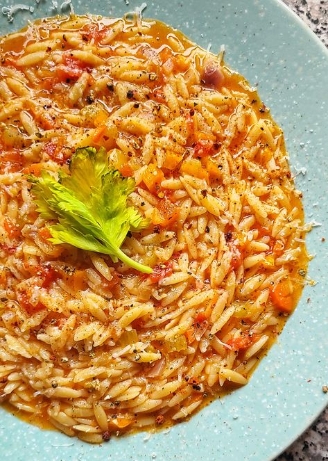 Manestra from Corfu | Kalofagas.ca Orzo Dishes, Greek Recipes Dessert, Greek Dinners, Greek Pasta, Romano Cheese, Greek Dishes, Orzo Pasta, Mediterranean Dishes, Ripe Tomatoes