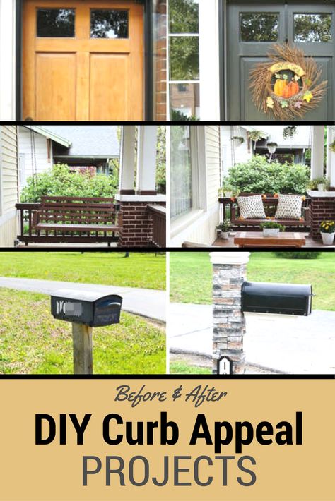 If you want to enhance your home’s curb appeal, there are a host of DIY projects that can give your home’s exterior an almost instant facelift. These quick and easy curb appeal ideas will get you inspired to upgrade your home’s appearance without getting a contractor involved. Click through for design ideas that will upgrade everything from your front porch to your mailbox. Easy Curb Appeal Ideas, Curb Appeal Easy, Curb Appeal Ideas, Diy Home Upgrades, Mobile Home Makeovers, Diy Curb Appeal, Home Makeovers, Jelly Art, Screen Outdoor