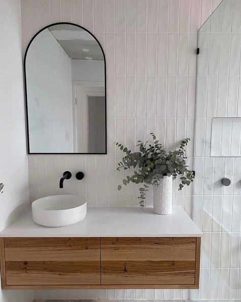 Highgrove Bathrooms (@highgrovebathrooms) posted on Instagram: “Neutral Tones 🔳⁠⠀ ⁠⠀ This beautiful space has added a pop of timber with our NEW Jones & Jones customisable wall hung vanities with the…” • Oct 4, 2020 at 11:02pm UTC Highgrove Bathrooms, Oak Bathroom, Old Bathroom, Diy Bathroom Storage, Bilik Air, Wall Mount Faucet Bathroom, Bad Inspiration, Bathroom Inspo, Bathroom Renos