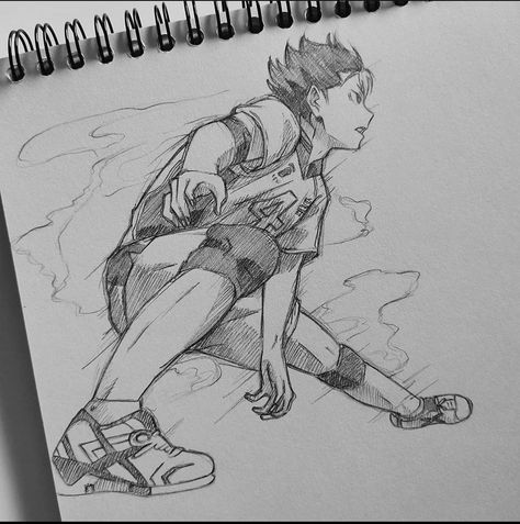 Laptop Drawing Easy, Anime Sketch Haikyuu, Haikyuu Painting Ideas, Nishinoya Sketch, Haikyuu Drawing Sketch, Playing Volleyball Drawing, Volleyball Sketch, Drawing Volleyball, Haikyuu Doodles