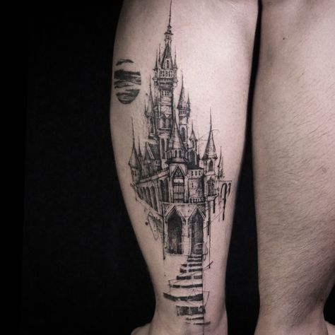 Tattoo Catalog, Castle Tattoo, Traditional Tattoo Sleeve, Cool Chest Tattoos, Dark Art Tattoo, Architecture Tattoo, Tattoo Design Book, E Tattoo, Tattoo Project