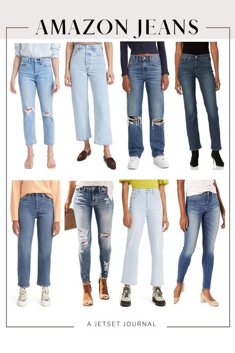 When it comes to shopping for jeans, Amazon is the go-to for the best women's jeans in all styles! With a vast selection of brands and styles, it’s no wonder that Amazon fashion has become the ultimate hub for finding the perfect pair of denim. In this women's fashion guide, we’ll introduce you to some of the top-selling jeans on Amazon, how to style jeans, best women's jeans and jeans outfits for every season, all of which can be delivered to your doorstep in no time. Best Amazon Jeans, Jeans On Amazon, Amazon Jeans, Jeans Amazon, Ripped Jeans High Waisted, Best Jeans For Women, Trendy Denim, Jeans Outfits, Fashion Guide