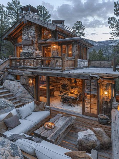 Log Cabin Exterior, Cabin Mansion, Mountain Dream Homes, Cozy Cabins, Barn Style House Plans, Cabin Exterior, Dream Life House, Large House, Rustic Home Design