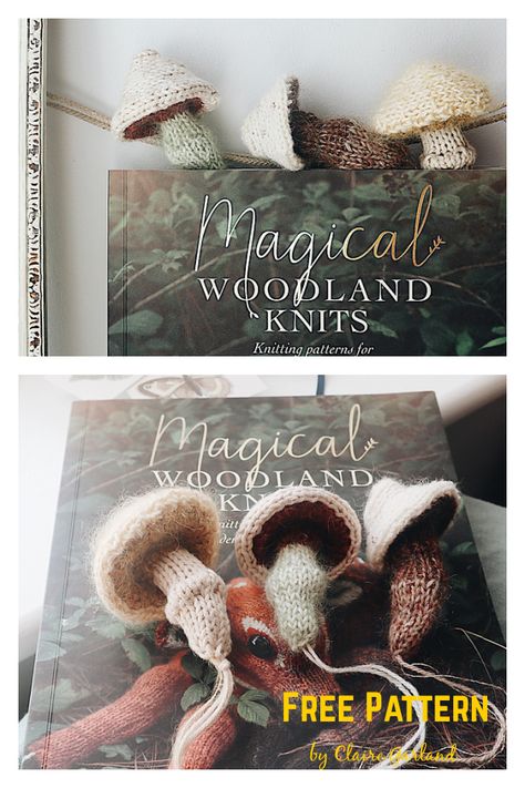 8 Toadstool Mushrooms Free Knitting Pattern Knitted Bookmarks, Knit Bookmark, Holiday Knitting Patterns, Halloween Knitting Patterns, Halloween Knitting, Mushroom Crafts, Crochet Bookmark Pattern, Fiber Crafts, Crochet Mushroom