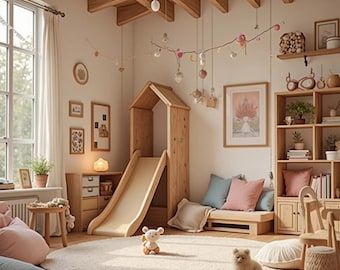 Kids Room Play Area, Playroom Dining Room Combo, Child Room Design, Cottage Playroom, Playroom Setup, Kids Playroom Design, Children Play Area, Waldorf Playroom, Indoor Play Area