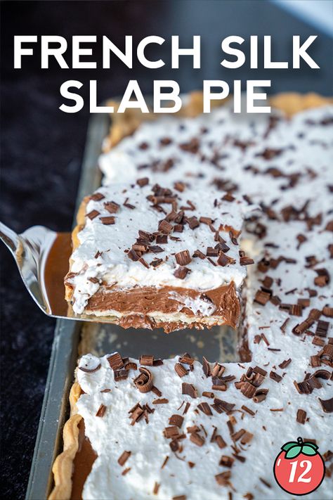 French Silk Slab Pie | 12 Tomatoes Slab Pies, Yummy Pies, Chocolate Goodies, French Silk Pie, Silk Pie, Slice Of Pie, Procreate Tips, Chocolate Slabs, Slab Pie