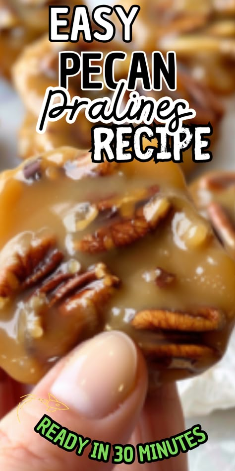 Easy Pecan Pralines Recipe Praline Crackers Recipe, Homemade Pecan Pralines, Texas Pecan Pralines, Keto Pecan Pralines, Praline Pecan Clusters, Easy Pecan Candy Recipes, Sea Salted Praline Pecan Clusters, How To Make Praline Pecans, Buttermilk Pecan Pralines