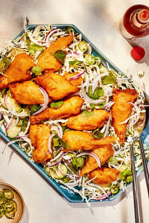 Lime Cabbage Slaw, Fried Chicken Batter, Cabbage Slaw Recipes, Chicken Batter, Creamed Cucumbers, Slaw Recipe, Crispy Fried Chicken, Chicken Meals, Slaw Recipes