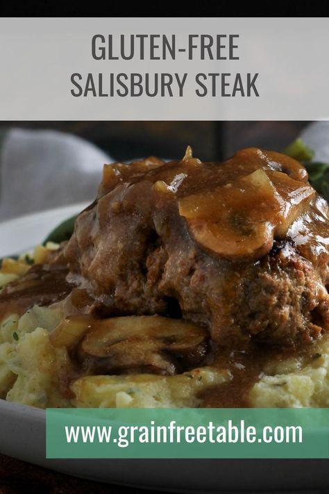 Gluten Free Salisbury Steak Recipe, Gluten Free Salisbury Steak, Salisbury Steak With Mushroom Gravy, Steak With Mushroom Gravy, Salisbury Steak Recipe, Gluten Free Comfort Food, Night Dinner Recipes, Beef Dinner Recipes, Salisbury Steak Recipes