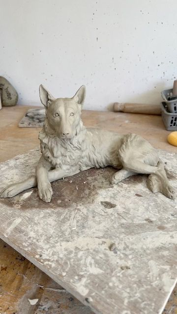 German Shepherd Clay Sculpture, Sculpture Art Animal, Clay Dog Sculpture, Dog Clay Sculpture, Ceramic Dog Sculpture, Clay Dogs, Dog Clay, Ceramic Dog, Clay Dog