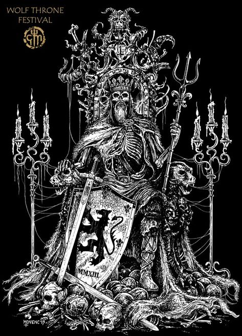 Dead King Throne Chris Moyen Throne Of Skulls, Throne Tattoo, Black Throne, Skull Throne, King Throne, Skull King, Dead King, Gif Terror, Viking Metal