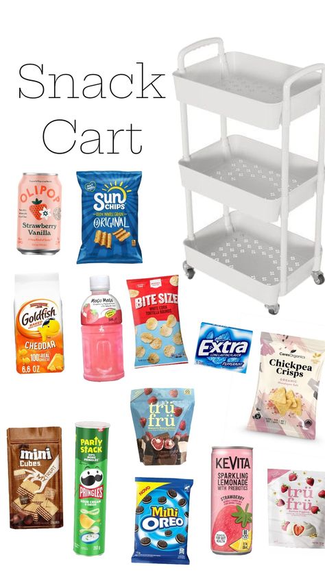 Snack Cart inspo Snack Cart Ideas, Snack Carts, Flavored Chickpeas, Snack Cart, Sparkling Lemonade, Cart Ideas, White Corn, Year 9, Sour Cream And Onion