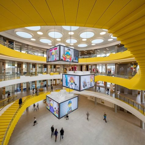 CF Møller Architects arranges Lego campus around circular atrium Atrium Space Architecture, Lego Office, Car Park Design, Architecture School, Danish Architecture, Lego Building Blocks, Collaborative Workspace, Yantai, Space Style