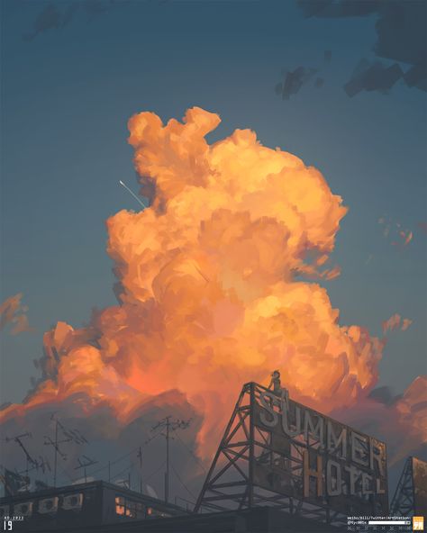 ArtStation - 2022/04/16, YuCong Tang Arte Indie, Concept Art Tutorial, Scenery Background, Landscape Concept, Concept Art Character, Cloud Painting, Above The Clouds, Landscape Drawings, Sky Art