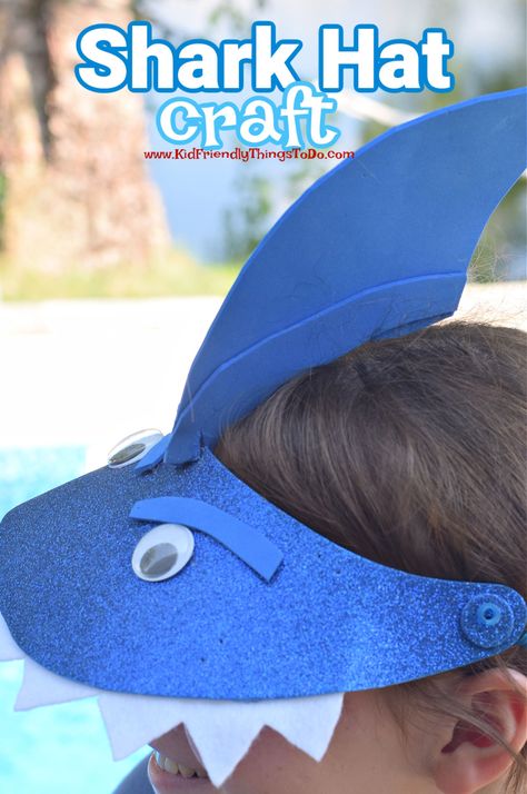 shark hat craft Diy Shark Headband, Shark Hat Diy, Shark Hat Craft, Shark Fin Headband, Hat Crafts For Kids, Shark Headband, Shark Hats For Kids, Shark Custome Kids, Shark Hats